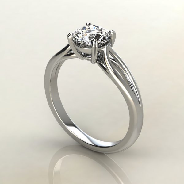 RS003 White Gold Double Split Shank Round Cut Solitaire Engagement Ring
