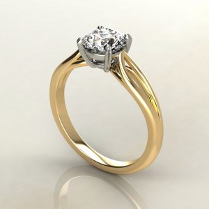 RS003 Yellow Gold Double Split Shank Round Cut Solitaire Engagement Ring