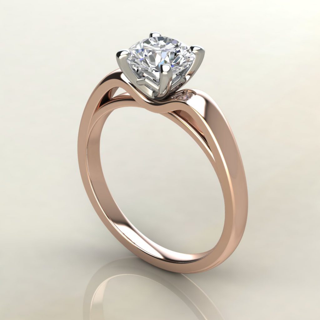 Tall Curve Moissanite Round Cut Solitaire Engagement Ring - Yalish Diamonds