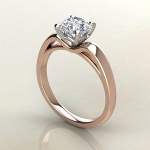 RS004 Rose Gold Tall Curve Round Cut Solitaire Engagement Ring