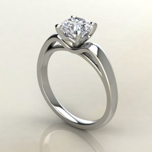RS004 White Gold Tall Curve Round Cut Solitaire Engagement Ring