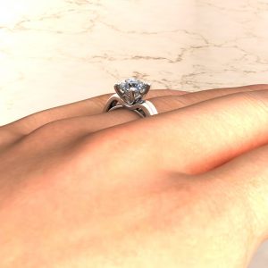Tall Curve Lab Created Diamond Round Cut Solitaire Engagement Ring