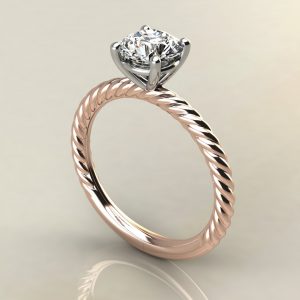RS005 Rose Gold Twisted Round Cut Solitaire Engagement Ring