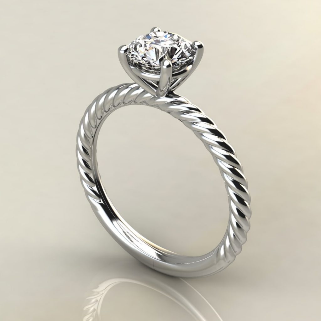 Twisted Round Cut Lab Created Diamond Solitaire Engagement Ring