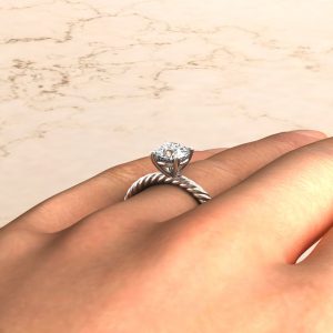 Twisted Round Cut Lab Created Diamond Solitaire Engagement Ring