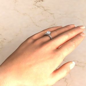 Twisted Round Cut Lab Created Diamond Solitaire Engagement Ring