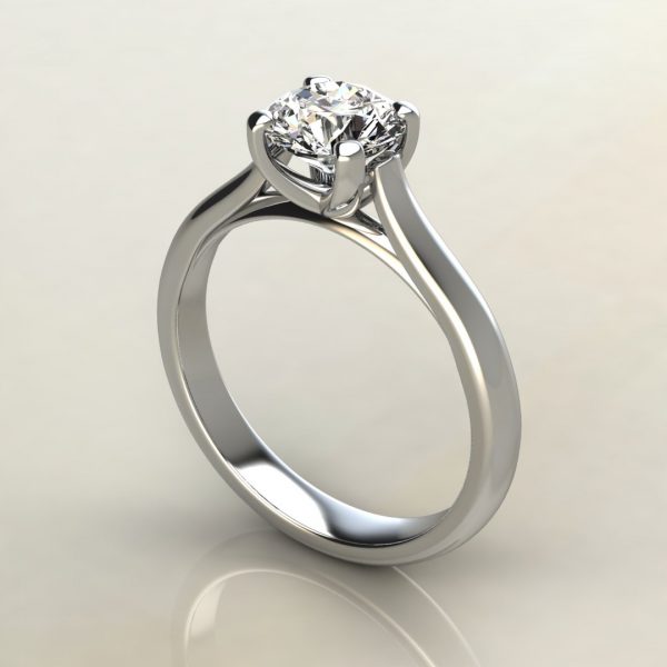 Tall Cathedral Round Cut Moissanite Solitaire Engagement Ring