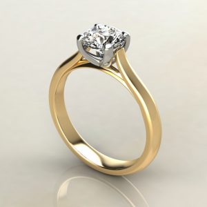 Tall Cathedral Round Cut Moissanite Solitaire Engagement Ring