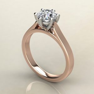 RS007 Rose Gold 6 Prong Cathedral Round Cut Solitaire Engagement Ring