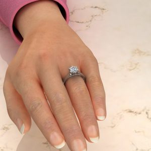 6 Prong Lab Created Diamond Cathedral Solitaire Engagement Ring