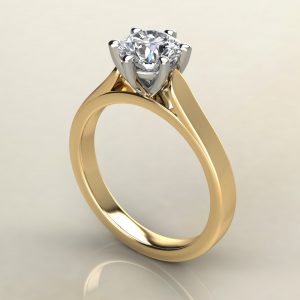 RS007 Yellow Gold 6 Prong Cathedral Round Cut Solitaire Engagement Ring
