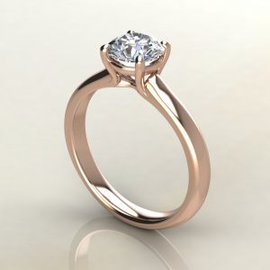 RS008 Rose Gold Small Cathedral Round Cut Solitaire Engagement Ring