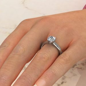 Small Cathedral Moissanite Round Cut Solitaire Engagement Ring
