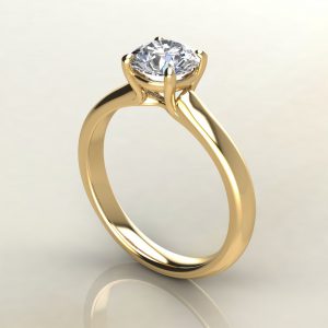 RS008 Yellow Gold Small Cathedral Round Cut Solitaire Engagement Ring