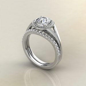 Classic Split Shank Halo Round Cut Moissanite Engagement Ring