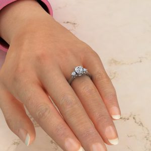 Classic Vintage 3 Stone Lab Created Diamond Round Cut Engagement Ring