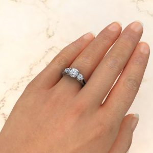 Split Shank 3 Stone Moissanite Round Cut Engagement Ring