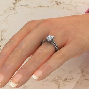 Vintage Round Cut Moissanite Engagement Ring