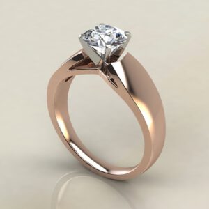 RS027 Rose Gold Wide Band Solitaire Round Cut Engagement Ring