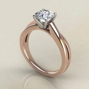 RS028 Rose Gold Split Twist Solitaire Round Cut Engagement Ring