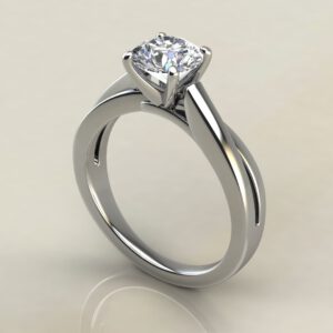 RS028 White Gold Split Twist Solitaire Round Cut Engagement Ring