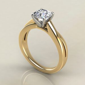 RS028 Yellow Gold Split Twist Solitaire Round Cut Engagement Ring