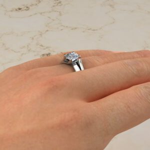 Split Shank Solitaire Round Cut Moissanite Engagement Ring