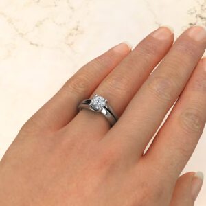 RS033 White Gold Split Shank Solitaire Round Cut Engagement Ring (5)