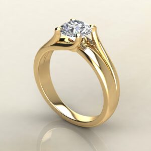 RS033 Yellow Gold Split Shank Solitaire Round Cut Engagement Ring