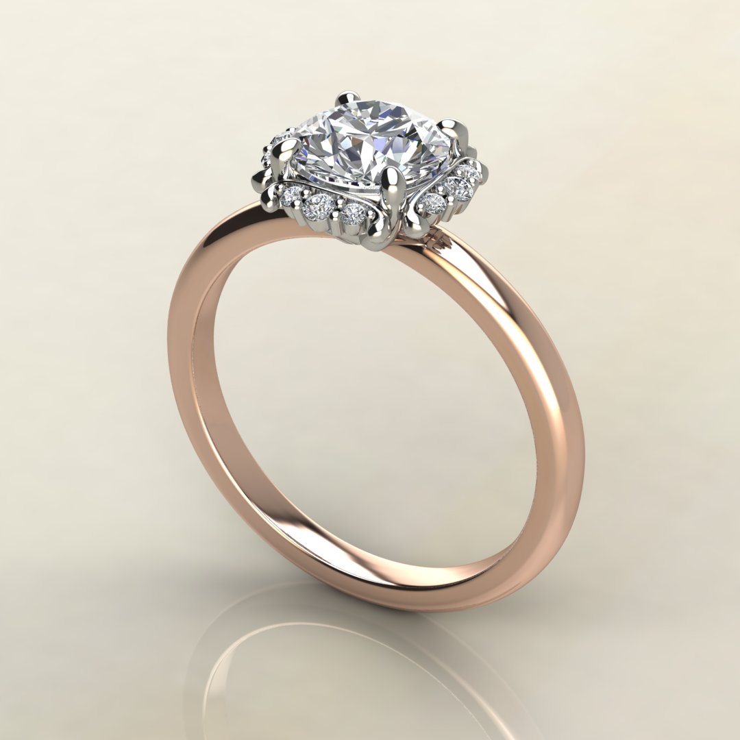 Floral Halo Round Cut Solitaire Lab Created Diamond Engagement Ring ...
