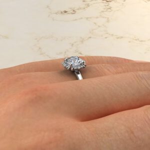 RS035 White Gold Floral Halo Round Cut Solitaire Engagement Ring (3)