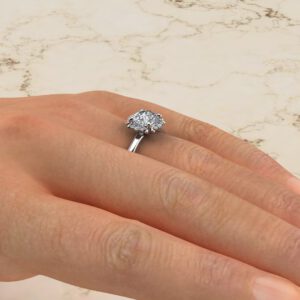 Floral Halo Round Cut Solitaire Moissanite Engagement Ring