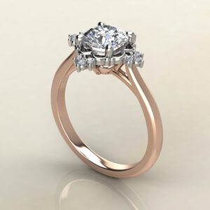 RS036 Rose Gold Vintage Halo Round Cut Solitaire Engagement Ring
