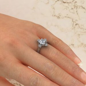 Vintage Halo Lab Created Diamond Round Cut Solitaire Engagement Ring