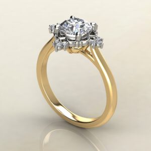 RS036 Yellow Gold Vintage Halo Round Cut Solitaire Engagement Ring