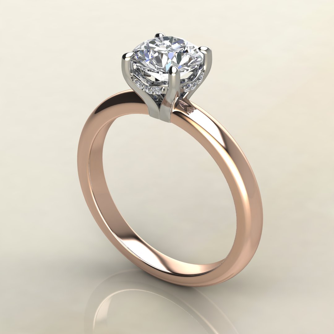 Hidden Halo Round Cut Solitaire Swarovski Engagement Ring - Yalish Diamonds