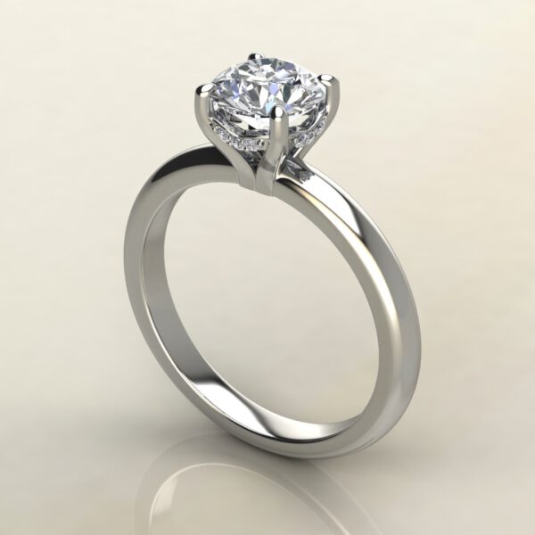 RS037 White Gold Hidden Halo Round Cut Solitaire Engagement Ring