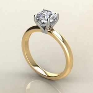 RS037 Yellow Gold Hidden Halo Round Cut Solitaire Engagement Ring