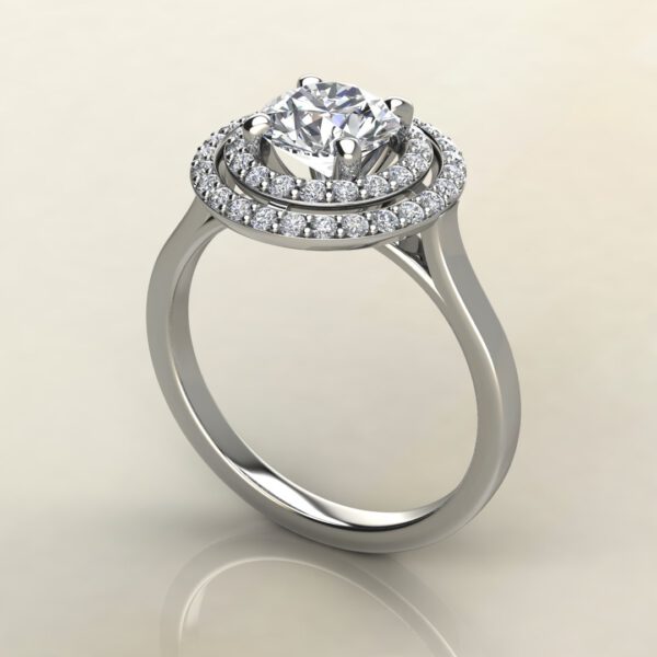 RS038 White Gold Double Halo Floating Round Cut Engagement Ring