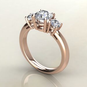 RS040 Rose Gold Three Stone Round Cut Engagement Ring