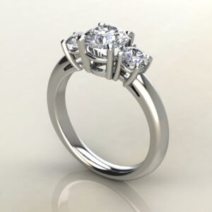 RS040 White Gold Three Stone Round Cut Engagement Ring