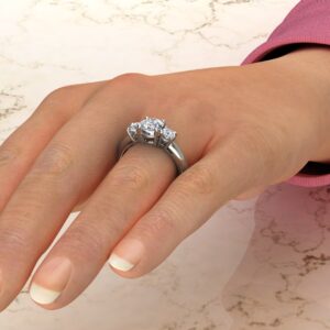 Three Stone Round Cut Lab Created Diamond Engagement Ring