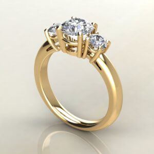 RS040 Yellow Gold Three Stone Round Cut Engagement Ring