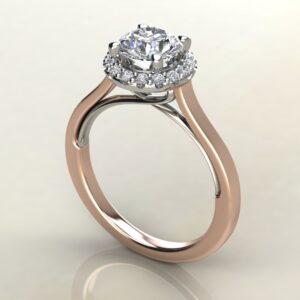 RS041 Rose & White Gold Two-Tone Halo Round Cut Engagement Ring