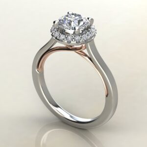 Two-Tone Halo Round Cut Lab Created Diamond Engagement Ring