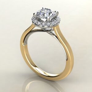 RS041 Yellow & White Gold Two-Tone Halo Round Cut Engagement Ring