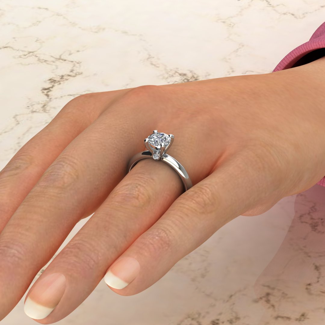 Peekaboo Solitaire Round Cut Lab Created Diamond Engagement Ring