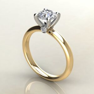 RS044 Yellow Gold Peekaboo Solitaire Round Cut Engagement Ring