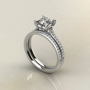 Moissanite Princess Cut Heart Prong Engagement Ring