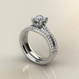 Round Cut Curly Prong Lab Created Diamond Engagement Ring
